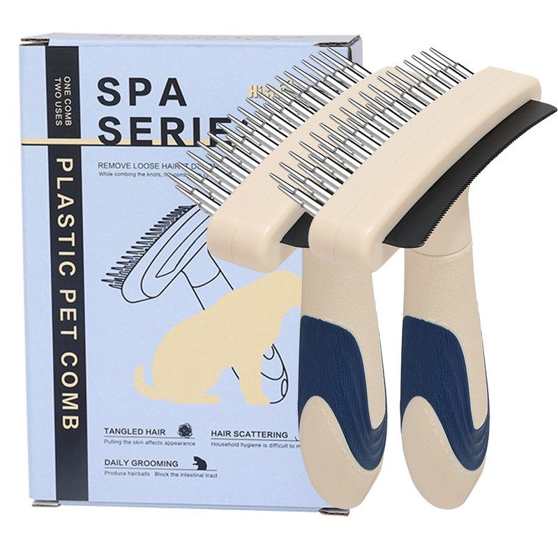 2-Piece Multi-Functional 2-in-1 Pet Comb Set: Detangling and Shedding Comb for Long-Haired Dogs and Cats V1265-AU-095-2