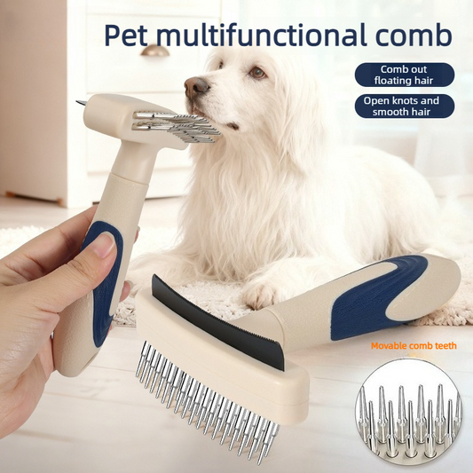 2-Piece Multi-Functional 2-in-1 Pet Comb Set: Detangling and Shedding Comb for Long-Haired Dogs and Cats V1265-AU-095-2
