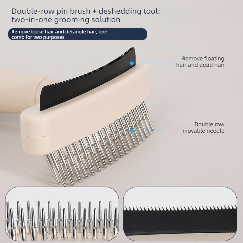 2-Piece Multi-Functional 2-in-1 Pet Comb Set: Detangling and Shedding Comb for Long-Haired Dogs and Cats V1265-AU-095-2