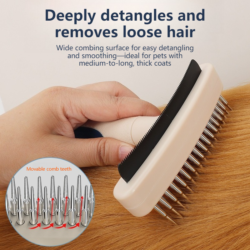 2-Piece Multi-Functional 2-in-1 Pet Comb Set: Detangling and Shedding Comb for Long-Haired Dogs and Cats V1265-AU-095-2