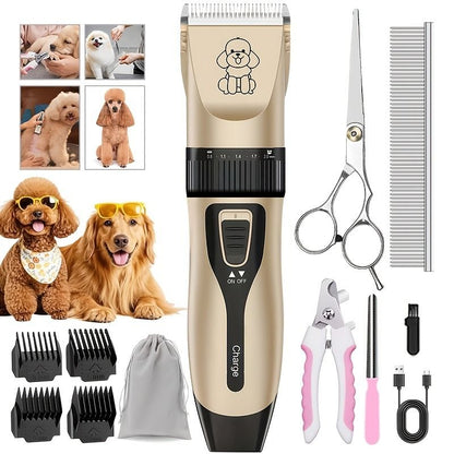 Quiet Pet Grooming Clipper Set for Home Use, Rechargeable Professional Grooming Clipper, Complete Grooming V1265-AU-096-5JIAN
