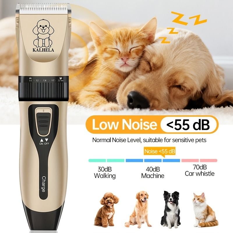 Quiet Pet Grooming Clipper Set for Home Use, Rechargeable Professional Grooming Clipper, Complete Grooming V1265-AU-096-5JIAN