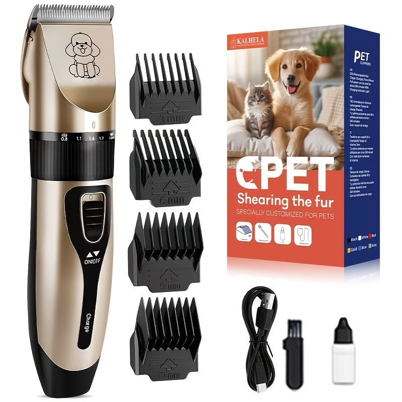 Quiet Pet Grooming Clipper Set for Home Use, Rechargeable Professional Grooming Clipper V1265-AU-096-BIAOPEI