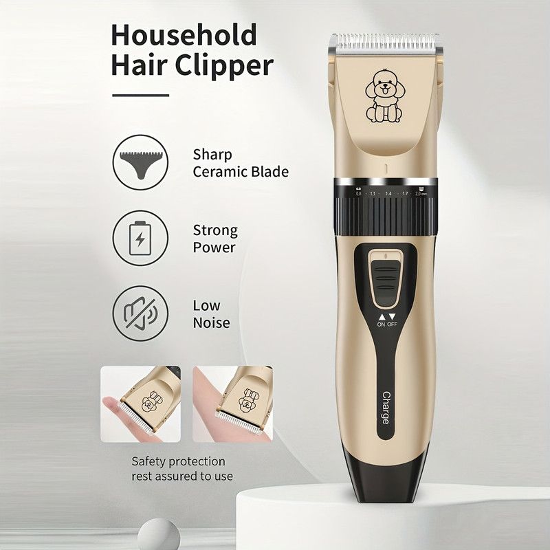 Quiet Pet Grooming Clipper Set for Home Use, Rechargeable Professional Grooming Clipper V1265-AU-096-BIAOPEI
