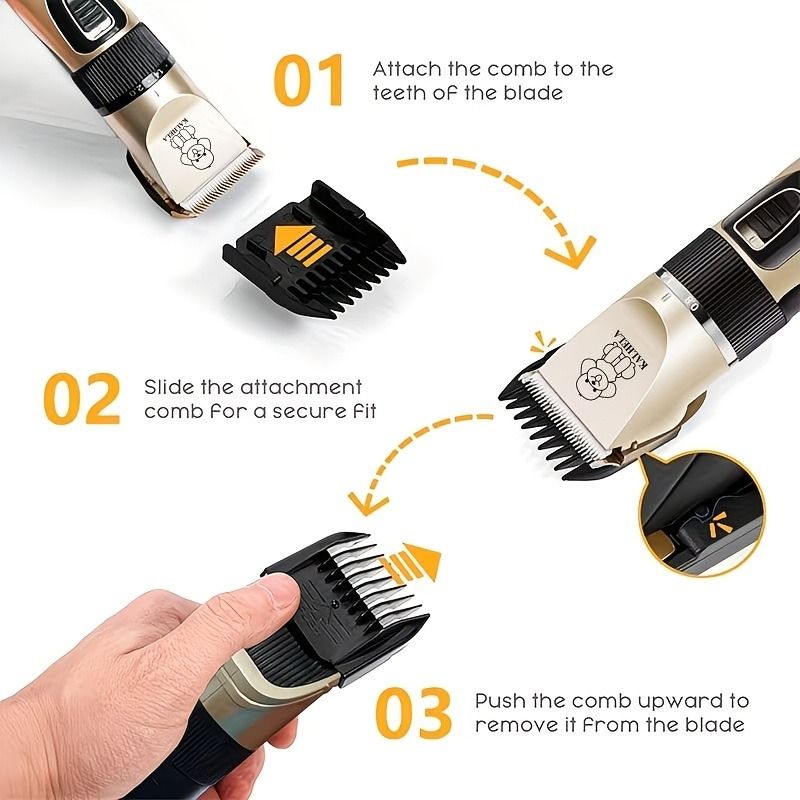 Quiet Pet Grooming Clipper Set for Home Use, Rechargeable Professional Grooming Clipper V1265-AU-096-BIAOPEI