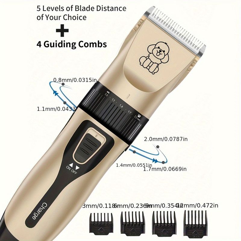 Quiet Pet Grooming Clipper Set for Home Use, Rechargeable Professional Grooming Clipper V1265-AU-096-BIAOPEI