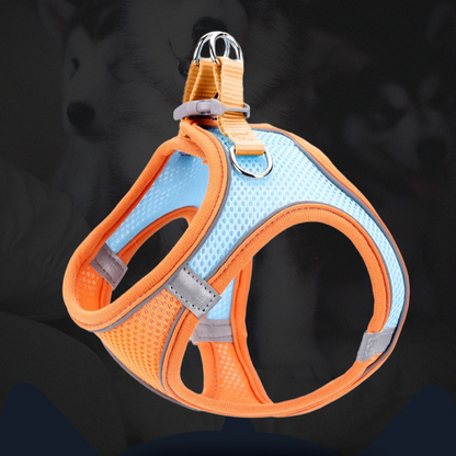 Breathable Reflective Pet Harness Set: Vest-Style Dog Harness + Leash - Blue-M V1265-AU-098-LAN-M