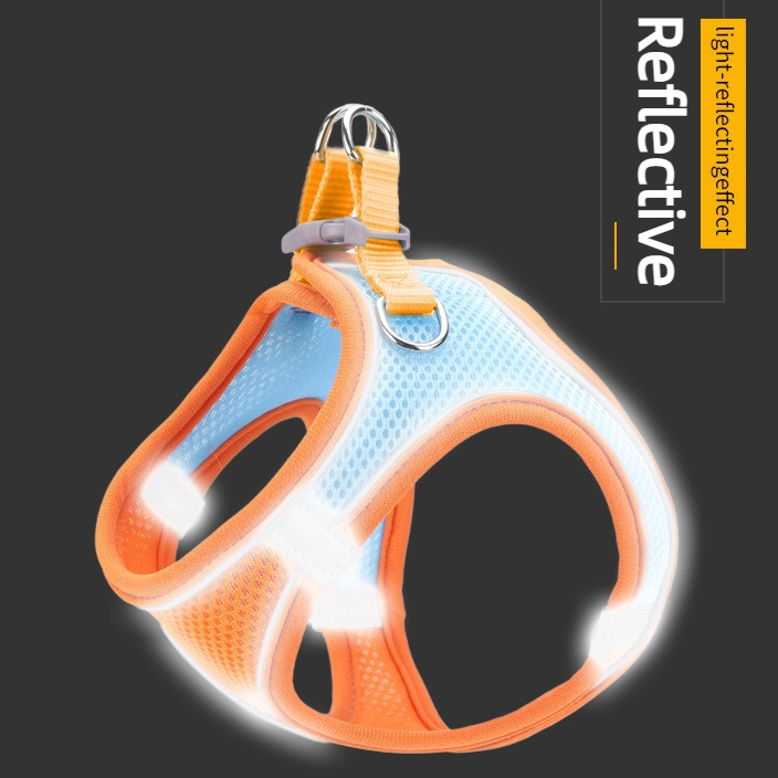 Breathable Reflective Pet Harness Set: Vest-Style Dog Harness + Leash - Blue-S V1265-AU-098-LAN-S