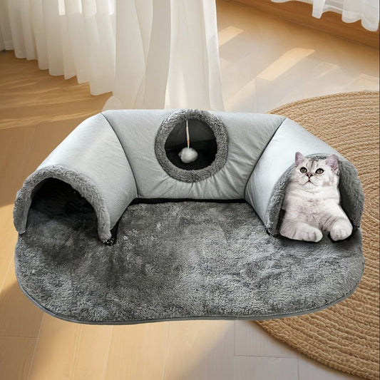 Warm Autumn/Winter Cat Tunnel Bed with Detachable Play-and-Sleep Cat Run - Size M V1265-AU-099-M