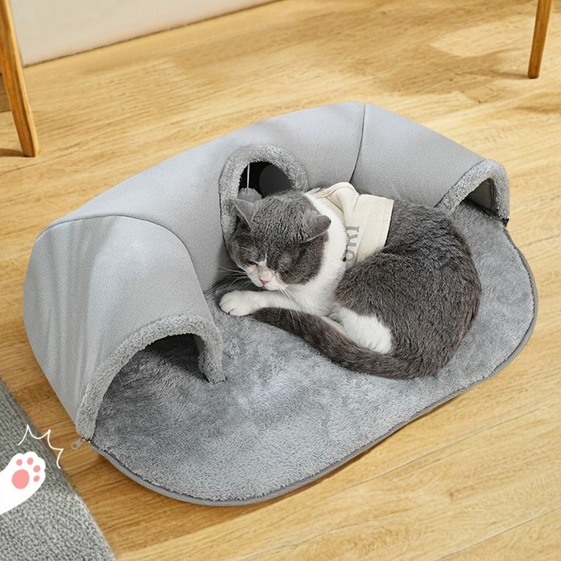 Warm Autumn/Winter Cat Tunnel Bed with Detachable Play-and-Sleep Cat Run - Size M V1265-AU-099-M