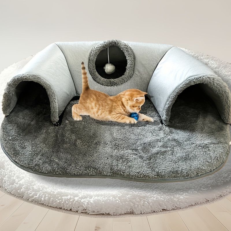 Warm Autumn/Winter Cat Tunnel Bed with Detachable Play-and-Sleep Cat Run - Size S V1265-AU-099-S