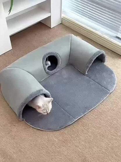 Warm Autumn/Winter Cat Tunnel Bed with Detachable Play-and-Sleep Cat Run - Size S V1265-AU-099-S
