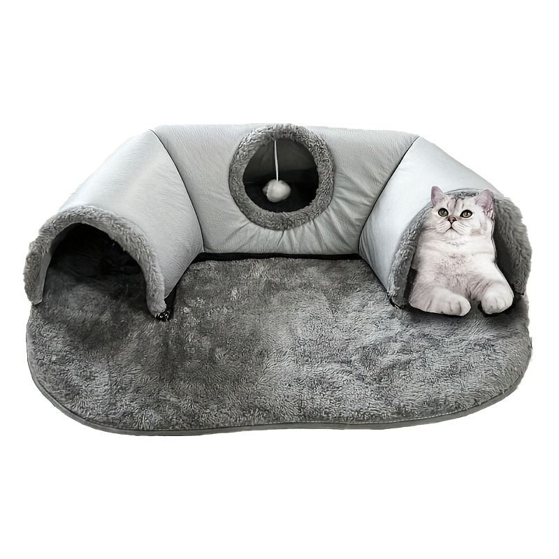 Warm Autumn/Winter Cat Tunnel Bed with Detachable Play-and-Sleep Cat Run - Size S V1265-AU-099-S