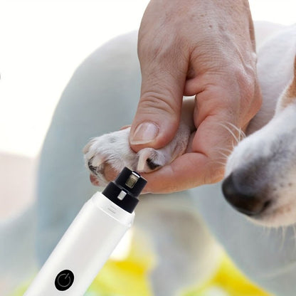 Rechargeable Electric Pet Nail Grinder with LED Light, Universal Grinder for Cats and Dogs - White V1265-AU-100-BAI