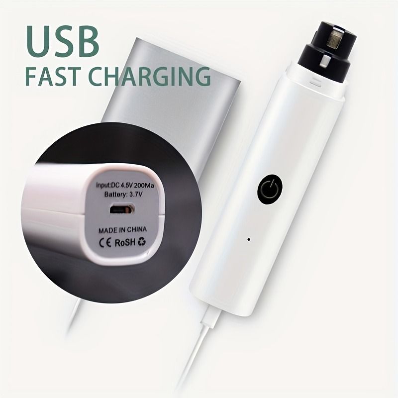 Rechargeable Electric Pet Nail Grinder with LED Light, Universal Grinder for Cats and Dogs - White V1265-AU-100-BAI