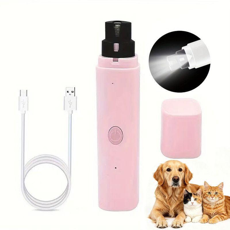 Rechargeable Electric Pet Nail Grinder with LED Light, Universal Grinder for Cats and Dogs - Pink V1265-AU-100-FEN