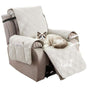 100% Waterproof Triple-Line Quilted Single Armchair Cushion, Non-Slip, Scratch-Resistant, Adjustable - White-L V1265-AU-102-BAI-L