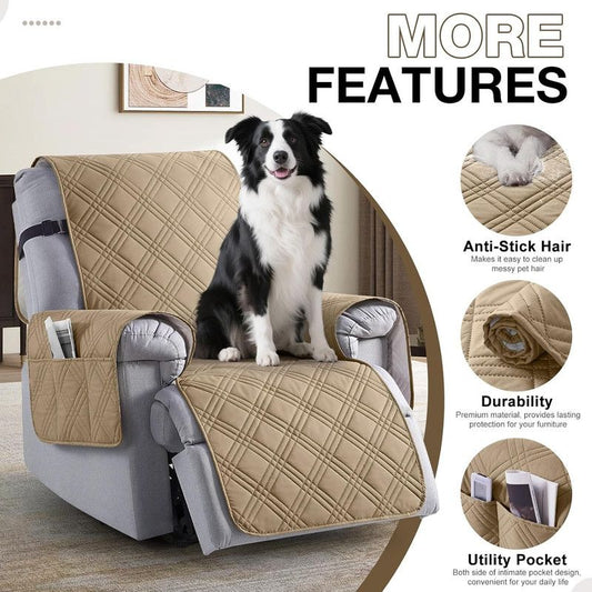 100% Waterproof Triple-Line Quilted Single Armchair Cushion, Non-Slip, Scratch-Resistant, Adjustable - V1265-AU-102-BAI-XL