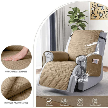 100% Waterproof Triple-Line Quilted Single Armchair Cushion, Non-Slip, Scratch-Resistant, Adjustable - Black-L V1265-AU-102-HEI-L