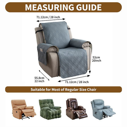100% Waterproof Triple-Line Quilted Single Armchair Cushion, Non-Slip, Scratch-Resistant, Adjustable - Black-L V1265-AU-102-HEI-L