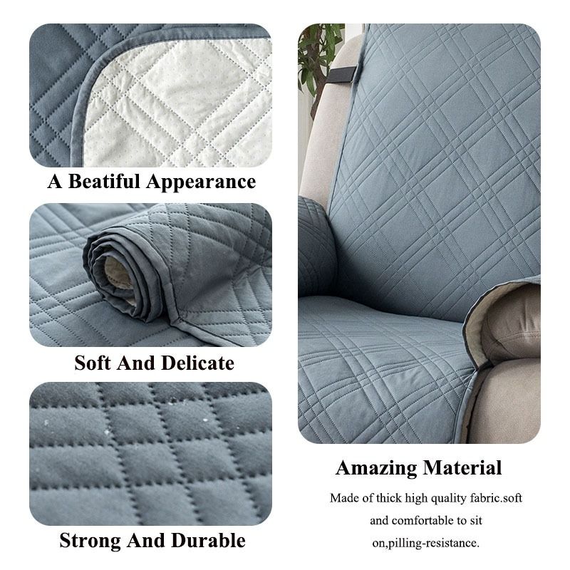 100% Waterproof Triple-Line Quilted Single Armchair Cushion, Non-Slip, Scratch-Resistant, Adjustable - Black-L V1265-AU-102-HEI-L