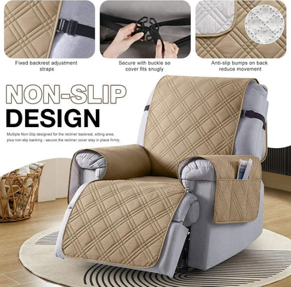 100% Waterproof Triple-Line Quilted Single Armchair Cushion, Non-Slip, Scratch-Resistant, Adjustable - Light V1265-AU-102-QIANHUI-XL