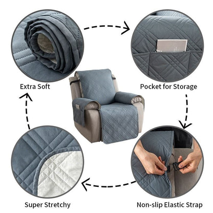 100% Waterproof Triple-Line Quilted Single Armchair Cushion, Non-Slip, Scratch-Resistant, Adjustable - Light V1265-AU-102-QIANHUI-XL