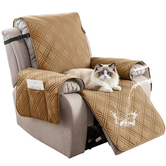 100% Waterproof Triple-Line Quilted Single Armchair Cushion, Non-Slip, Scratch-Resistant, Adjustable - Brown-L V1265-AU-102-ZONG-L