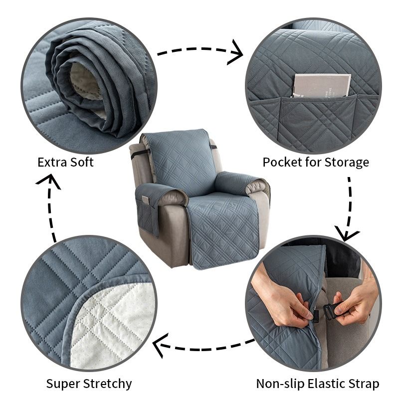 100% Waterproof Triple-Line Quilted Single Armchair Cushion, Non-Slip, Scratch-Resistant, Adjustable - Brown-L V1265-AU-102-ZONG-L