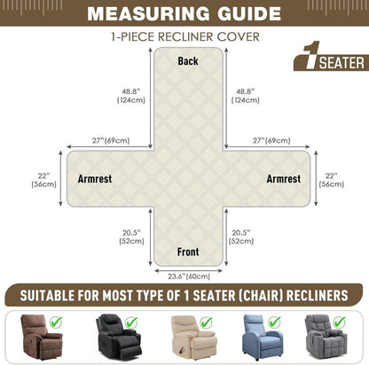 100% Waterproof Triple-Line Quilted Single Armchair Cushion, Non-Slip, Scratch-Resistant, Adjustable - Brown-L V1265-AU-102-ZONG-L