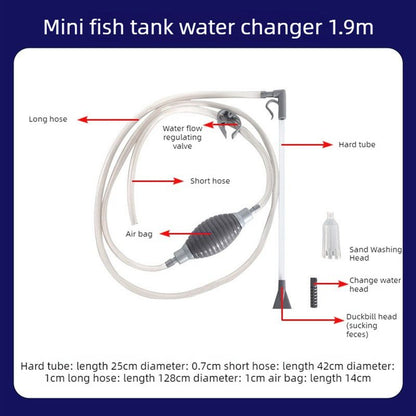 3-in-1 Aquarium Water Change Tool: Sand Cleaning / Waste Removal / Water Change, Siphon Pump - 1.9 m V1265-AU-104-1-9M