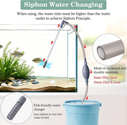 3-in-1 Aquarium Water Change Tool: Sand Cleaning / Waste Removal / Water Change, Siphon Pump - 1.9 m V1265-AU-104-1-9M