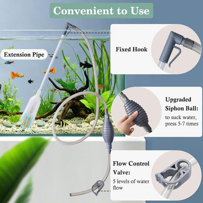 3-in-1 Aquarium Water Change Tool: Sand Cleaning / Waste Removal / Water Change, Siphon Pump - 2.2 m V1265-AU-104-2-2M