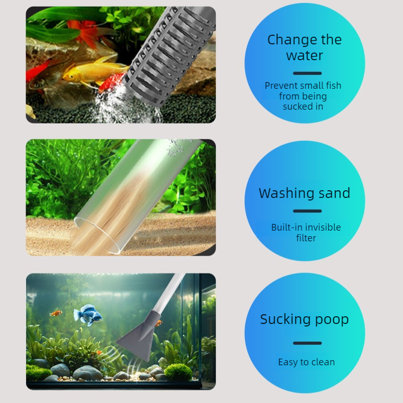 3-in-1 Aquarium Water Change Tool: Sand Cleaning / Waste Removal / Water Change, Siphon Pump - 2.2 m V1265-AU-104-2-2M