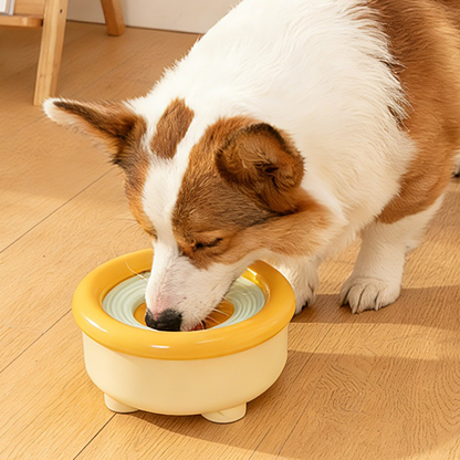 Anti-Splash Floating Pet Water Bowl, 1500ml Large Capacity, Tip-Proof and Chin-Dry Design - Yellow V1265-AU-105-HUANG