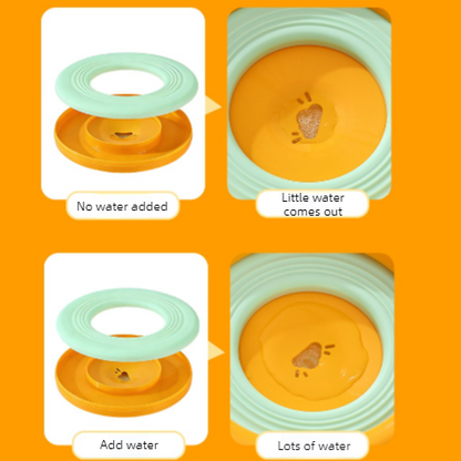 Anti-Splash Floating Pet Water Bowl, 1500ml Large Capacity, Tip-Proof and Chin-Dry Design - Yellow V1265-AU-105-HUANG
