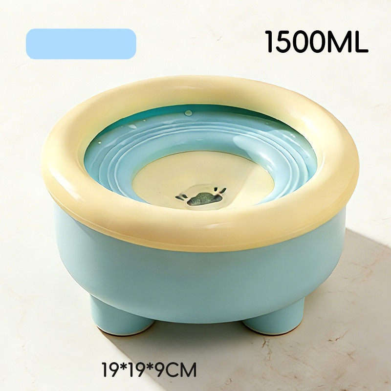 Anti-Splash Floating Pet Water Bowl, 1500ml Large Capacity, Tip-Proof and Chin-Dry Design - Blue V1265-AU-105-LAN