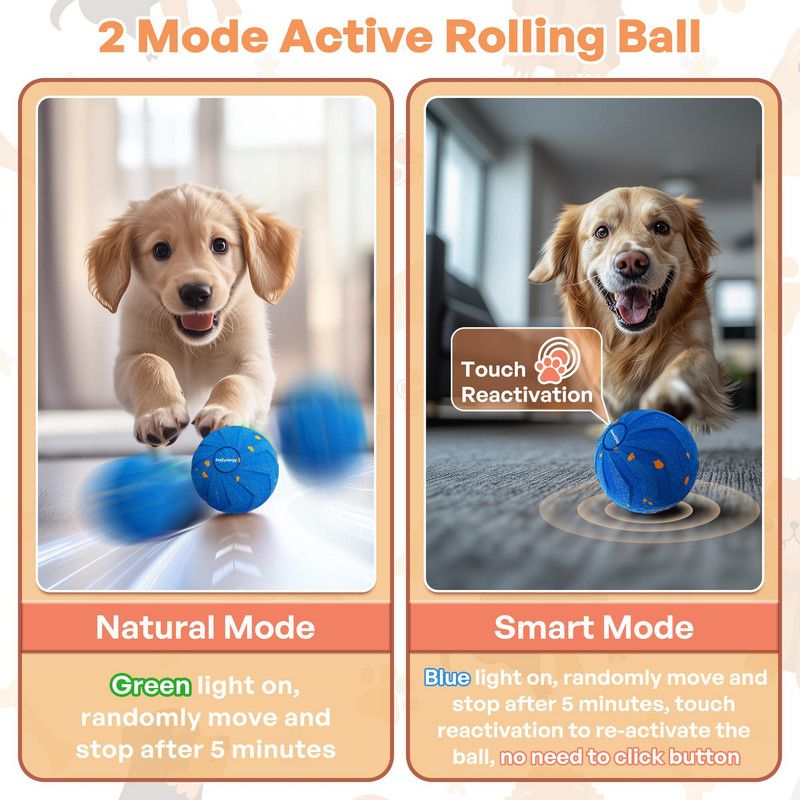 Smart Interactive Dog Toy Ball, Auto-Bouncing and Spinning, E-TPU Bite-Resistant and Rechargeable - Gray V1265-AU-106-HUI