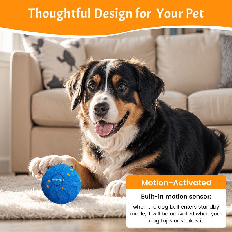 Smart Interactive Dog Toy Ball, Auto-Bouncing and Spinning, E-TPU Bite-Resistant and Rechargeable - Blue V1265-AU-106-LAN