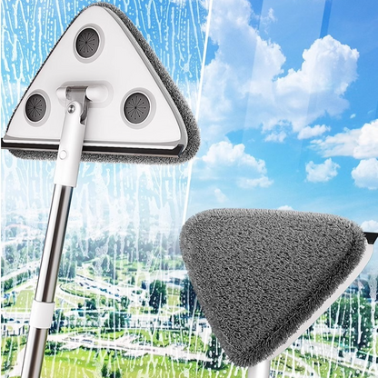 Telescopic Triangle Cleaning Mop with Squeegee, 2-in-1 Window Cleaner with 2 Replacement Pads V1265-AU-129-HUI