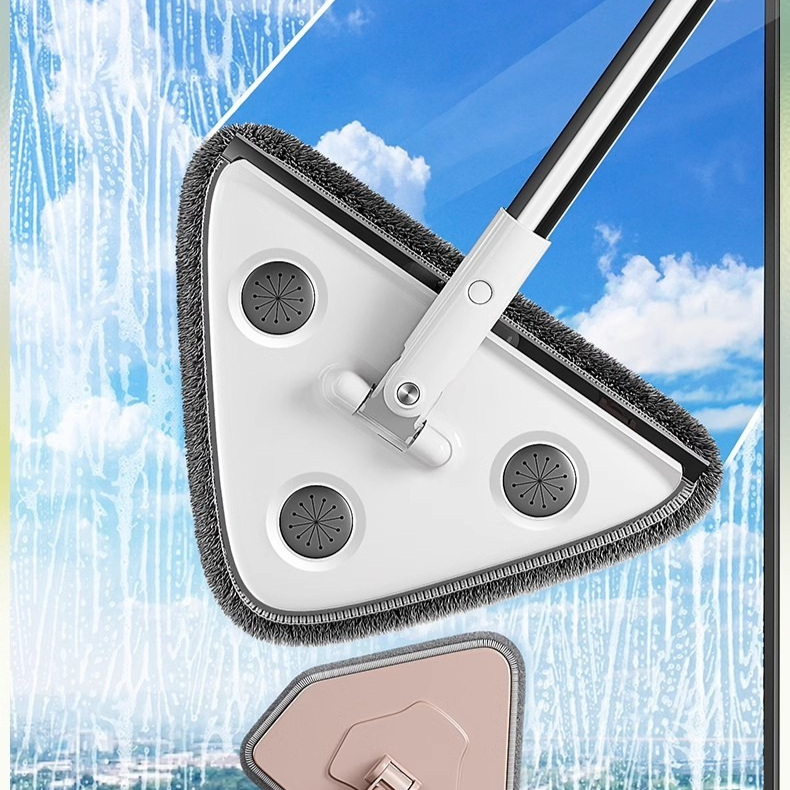 Telescopic Triangle Cleaning Mop with Squeegee, 2-in-1 Window Cleaner with 2 Replacement Pads V1265-AU-129-HUI