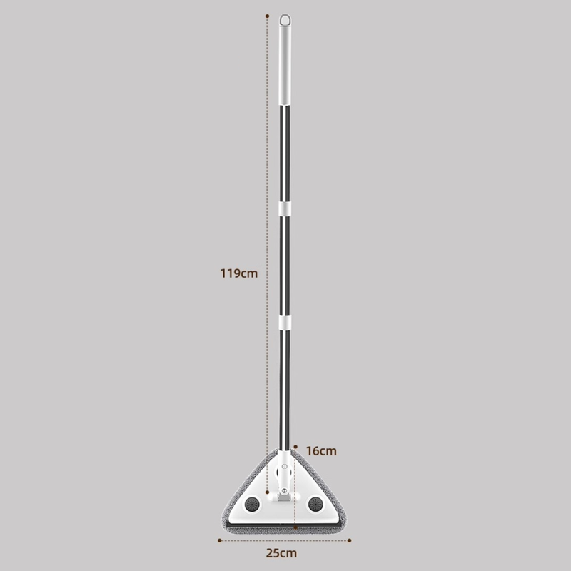 Telescopic Triangle Cleaning Mop with Squeegee, 2-in-1 Window Cleaner with 2 Replacement Pads V1265-AU-129-HUI