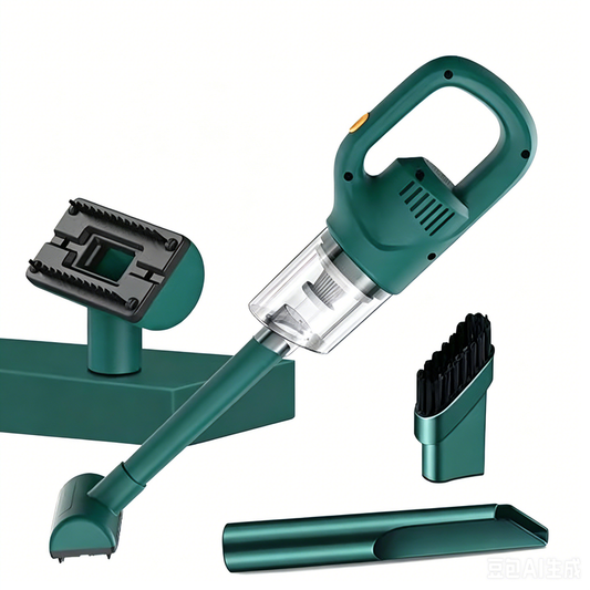 Portable Cordless Handheld Vacuum, High-Power Rechargeable Cleaner with Multiple Nozzles - Green