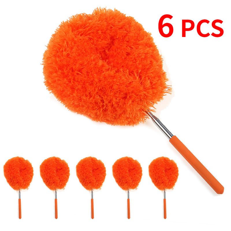 6-Pack, Telescopic Microfiber Duster with Extendable Handle, for High Ceiling & Fan Cleaning - Orange V1265-AU-131-CHENG-6