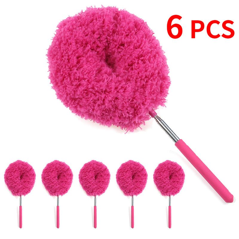 6-Pack, Telescopic Microfiber Duster with Extendable Handle, for High Ceiling & Fan Cleaning - Red V1265-AU-131-HONG-6