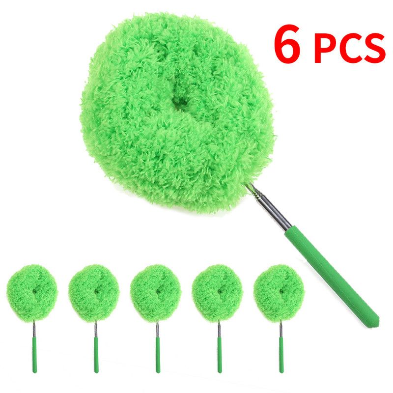 6-Pack, Telescopic Microfiber Duster with Extendable Handle, for High Ceiling & Fan Cleaning - Green V1265-AU-131-LV-6