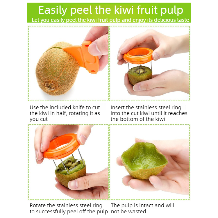 4-Pack - Multi-Function Kiwi Peeler: The Ultimate Home Fruit Peeler and Scooper, Kitchen Tool - Green V1265-AU-132-LV-4