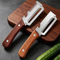 2 Pack Multi-functional Stainless Steel Peeler Set, Wooden Handle Vegetable Peeler & Scallion Slicer with V1265-AU-136-2