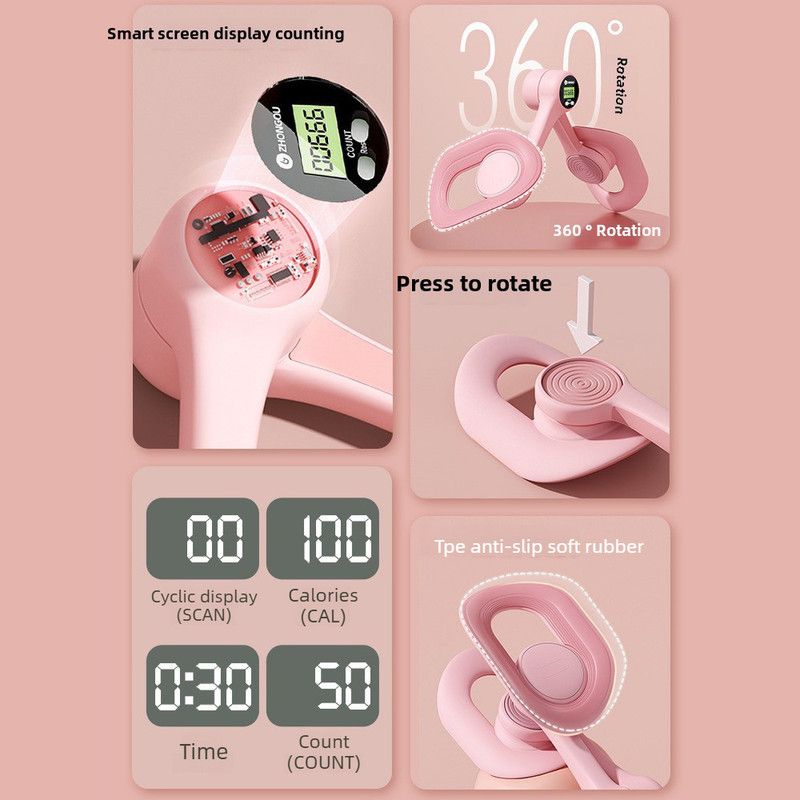 Pink - Multifunctional Thigh Master Trainer with Calorie & Time Counter, Home Kegel Exerciser for Inner V1265-AU-139-FEN