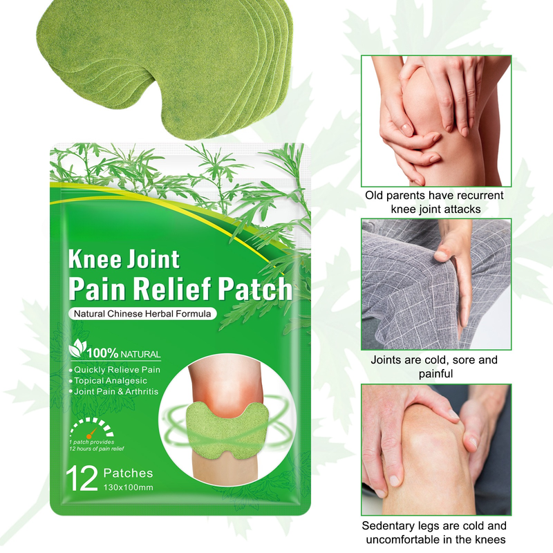Mugwort Knee Joint Patches: Herbal Warm Compress Patches for Chronic Knee Pain and Relief from Cold Exposure V1265-AU-142-XI-4